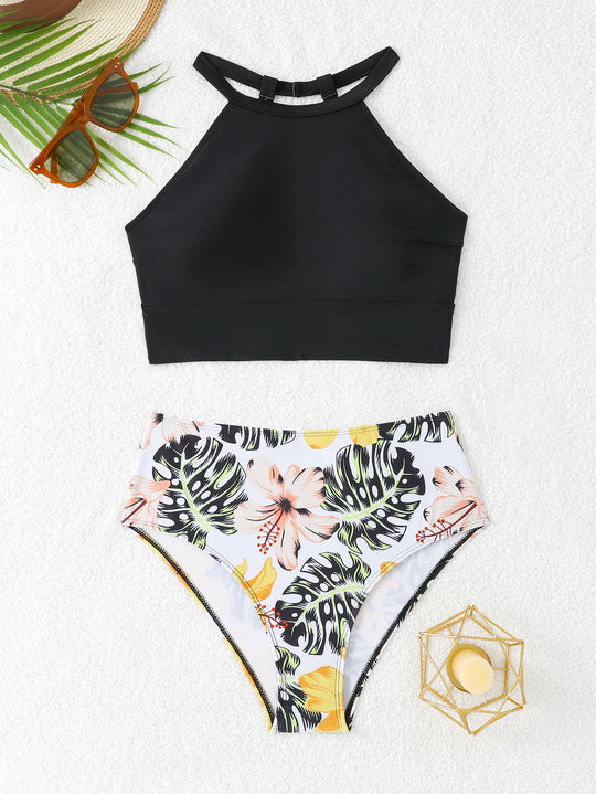 Damen Sportliches Bikini-Set mit hoch geschnittenem Unterteil und modernem Rücken R&B