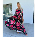 Damen Maxikleid mit off-shoulder Design und voluminösen Ärmeln R&B