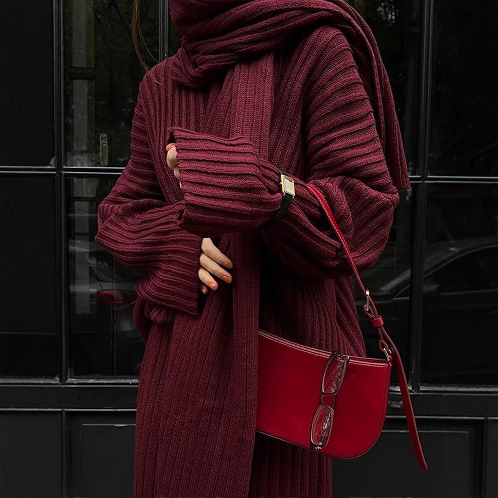 Damen Strickstoff Zweiteiler mit weitem Bein und oversized Oberteil R&B