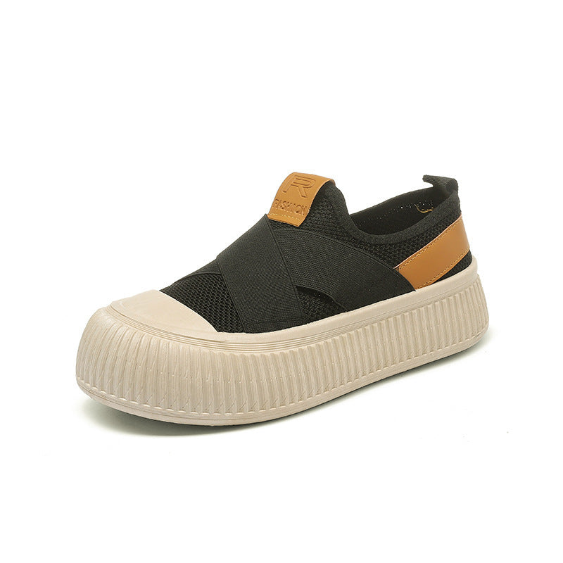 Damen Bequeme Slip-On Sneakers mit elastischem Obermaterial und modischer Gummi-Sohle R&B