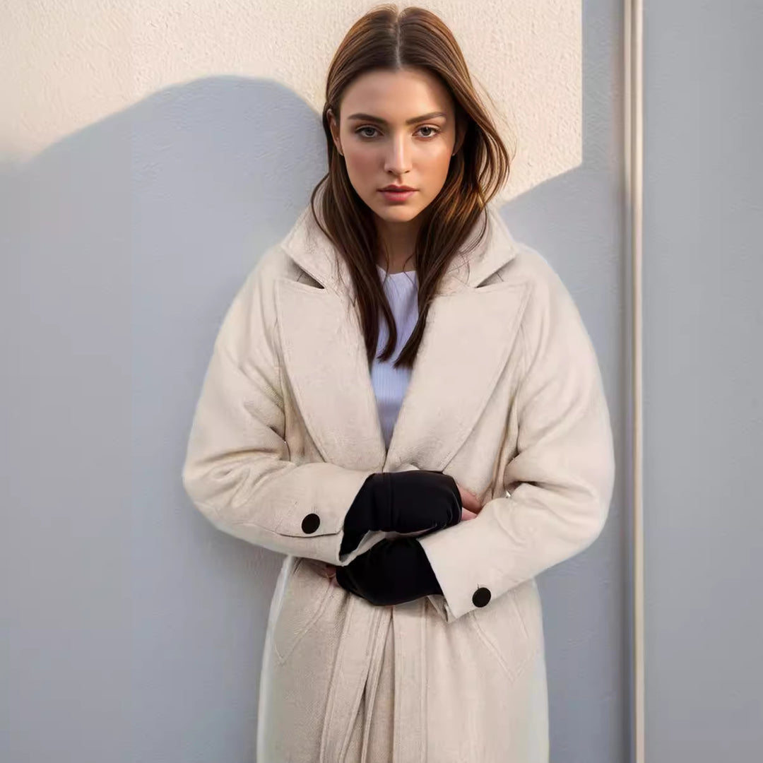 Damen eleganter Übermantel mit weitem Schnitt und Gürtel R&B