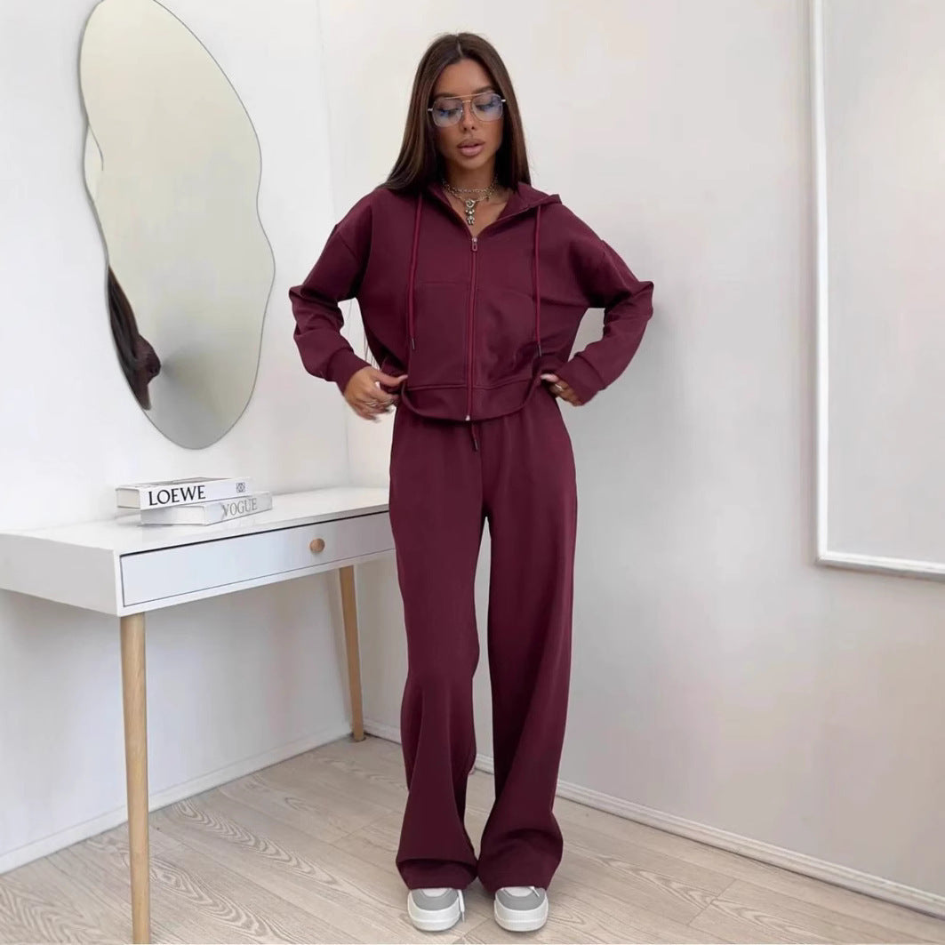 Damen nan weite Highwaist-Loungehose aus Sweatstoff mit Kordelzug und Eingrifftaschen R&B