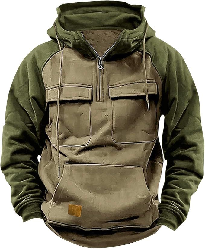 Herren Sportlicher Baumwoll-Hoodie mit Kapuze und praktischen Taschen R&B