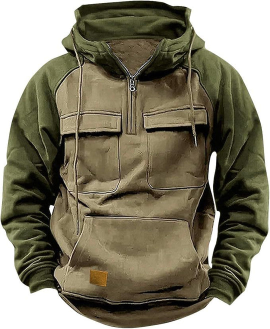 Herren Sportlicher Baumwoll-Hoodie mit Kapuze und praktischen Taschen R&B