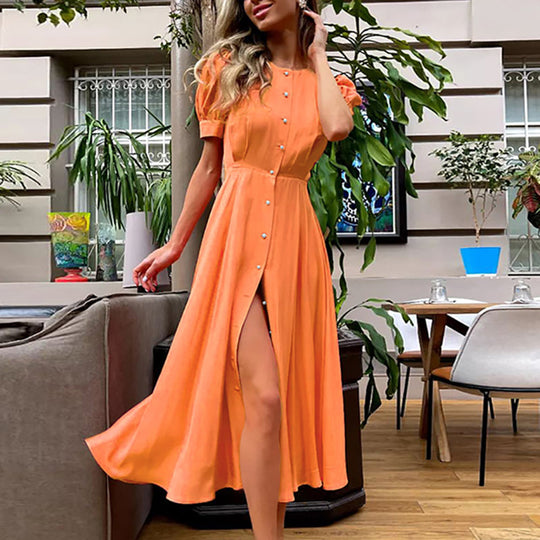 Damen Hemdkleid mit hochgeschlossenem Kragen und seitlichem Schlitz R&B