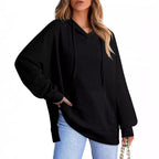 Damen Oversized Kapuzenpullover mit praktischen Taschen und seitlichen Schlitzen R&B