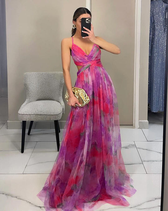Damen Elegantes und florales Abendkleid mit schmeichelndem Schnitt R&B