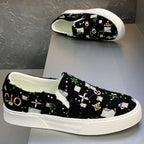 Damen Slip-On Sneakers mit buntem besticktem Design