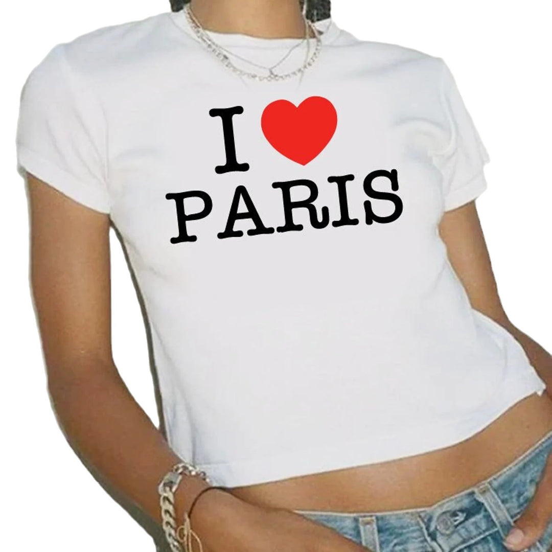 Damen Crop-T-Shirt mit künstlerischem Statementdruck R&B