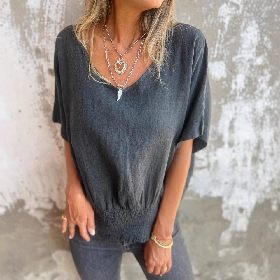 Damen Lässige Bluse mit elastischem Rüschensaum R&B