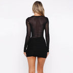 Damen R&Brnes Minikleid mit transparenten Ärmeln und figurformenden Rüschen R&B