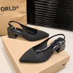 Damen Slingback-Pumps mit strukturiertem Obermaterial und elegantem Blockabsatz R&B