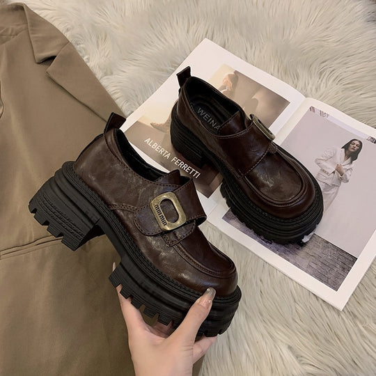 Damen Chunky Schnürschuhe mit robustem Plateau und modischer Schnallen-Applikation R&B