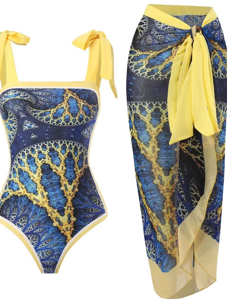 Damen Einteiler Badeanzug mit asymmetrischem Schnitt und eleganter Palazzo-Hose R&B