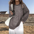 Damen luftiger Strickpullover mit modischer Netzstruktur