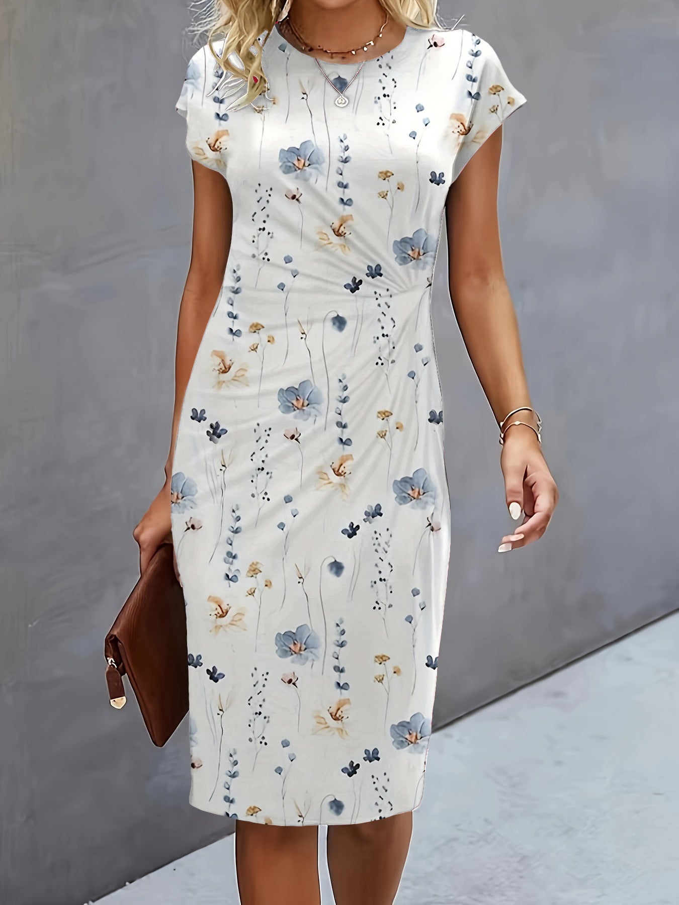 Damen figurbetontes Wickelkleid mit trendigen Drapierungen und klassischem Schnitt R&B