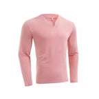 Herren nan Langarmshirt mit V-Ausschnitt Slim Fit Baumwollmix und elastischem Komfortbund R&B