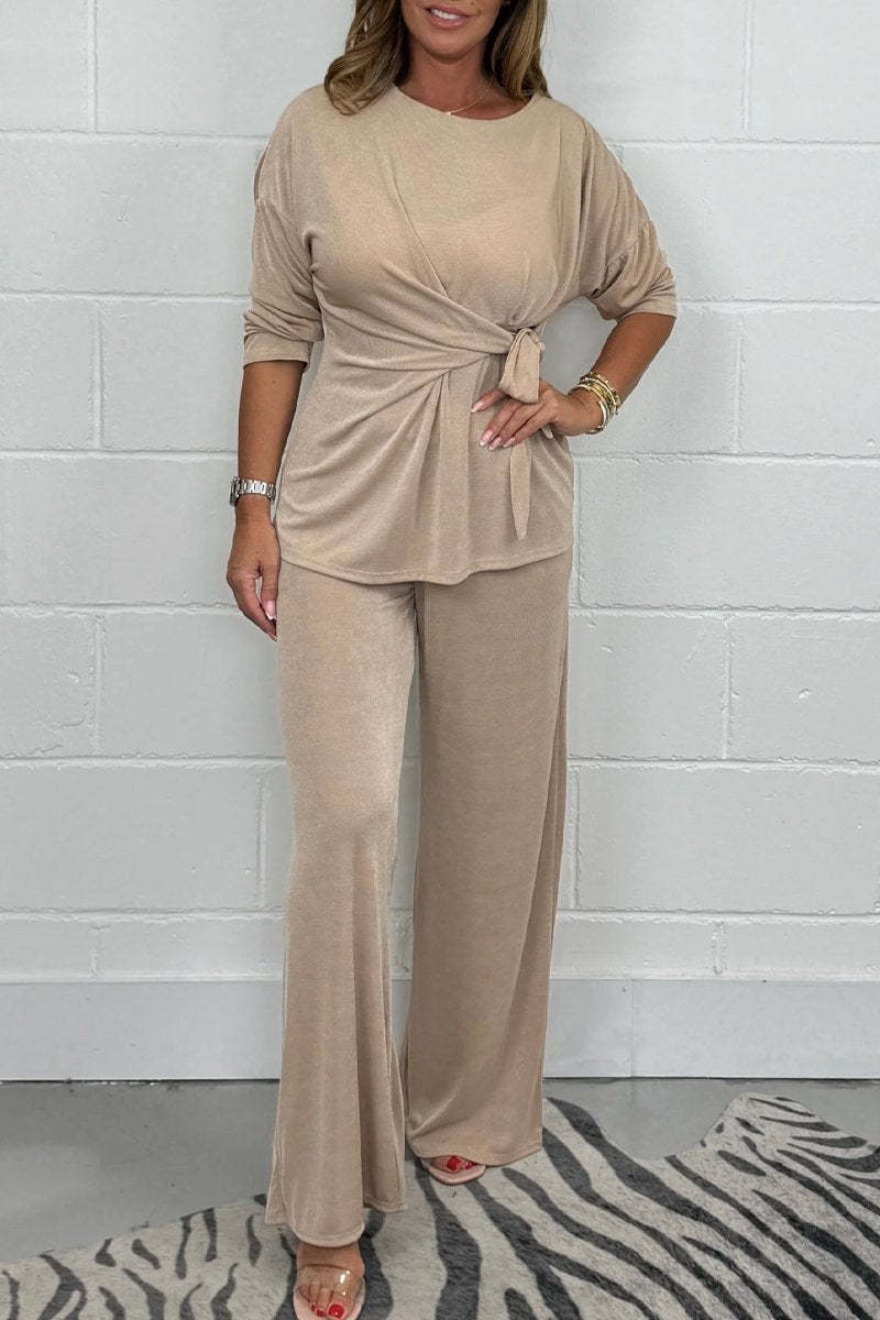 Damen modisches Two-In-One Lounge-Set mit elegantem Krawatten-Detail R&B