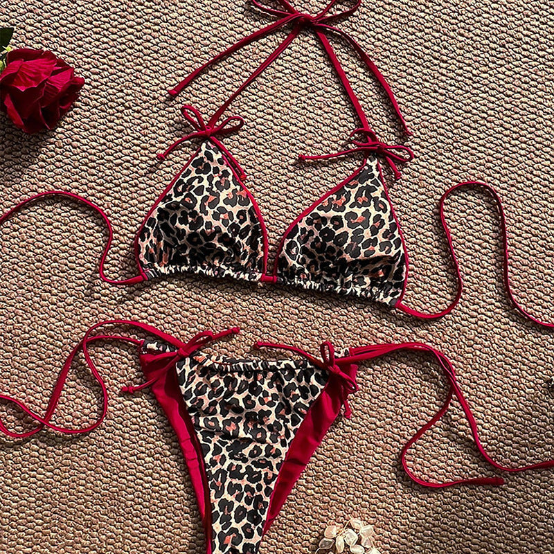 Damen Triangel-Bikini mit verspieltem Safari-Design