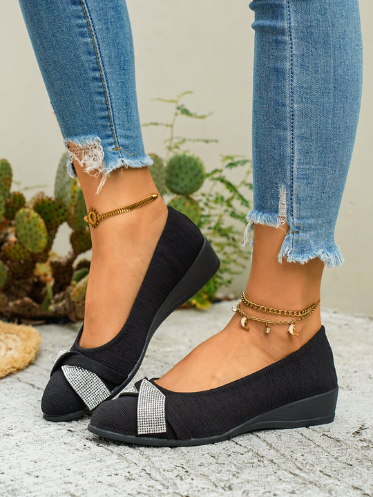 Damen Komfortable Ballerinas mit eleganter Schleifen-Applikation und modischem Glitzer R&B