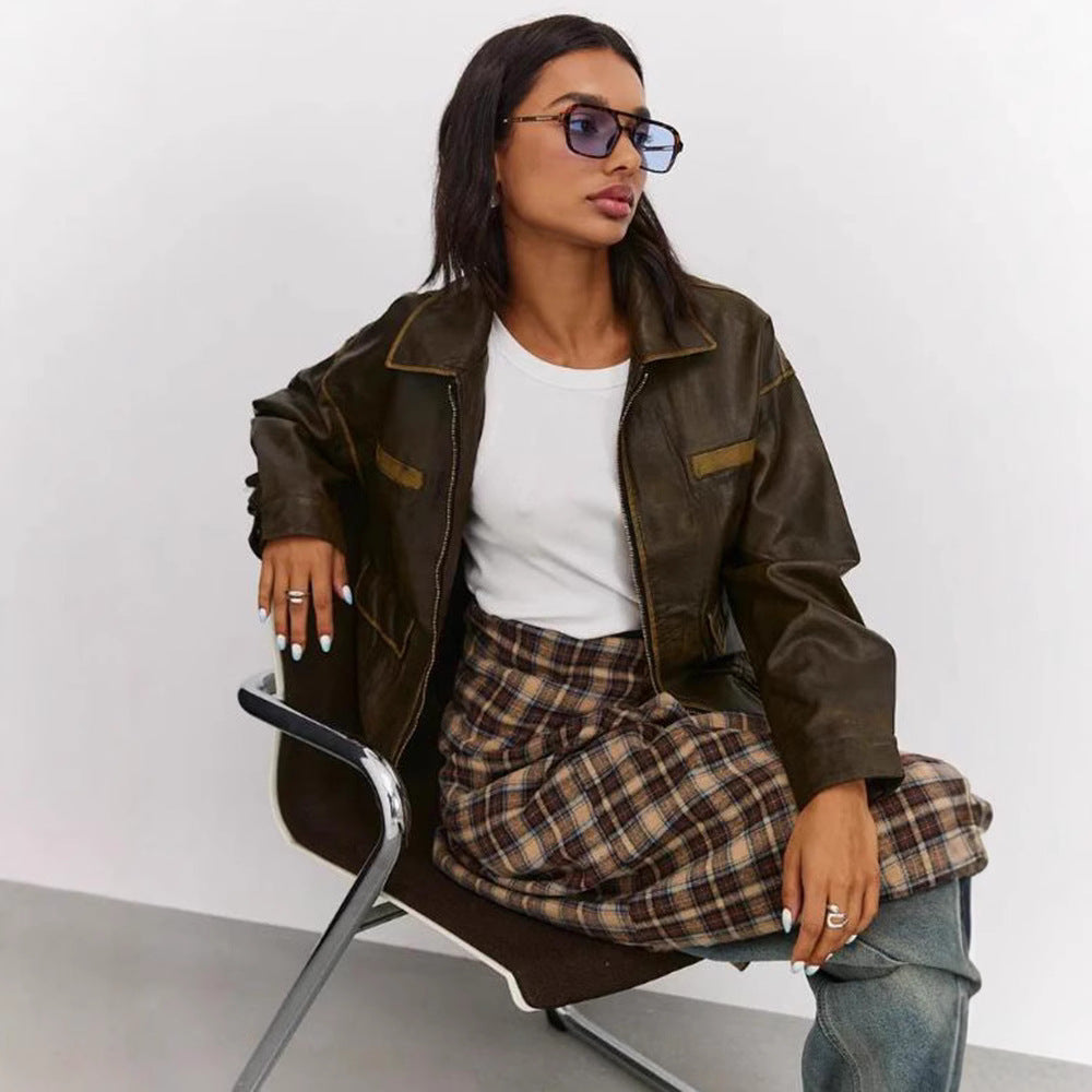 Damen modische jacke mit praktischen Taschen und elastischem Saum R&B