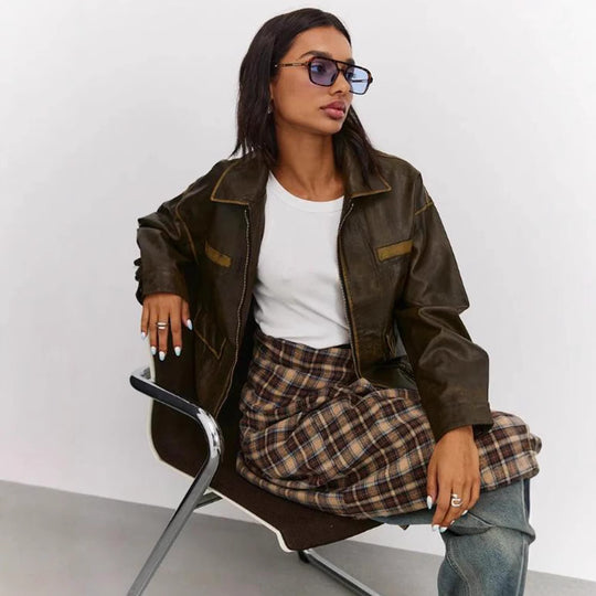 Damen modische jacke mit praktischen Taschen und elastischem Saum R&B