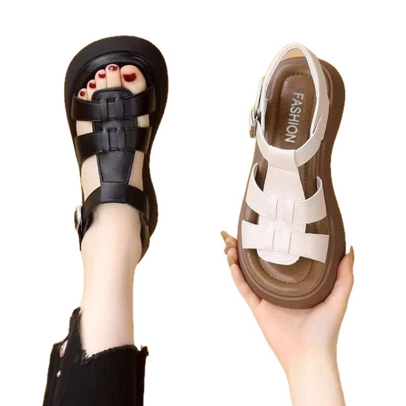 Damen Komfortable Plateau-Sandalen mit verstellbaren Riemen und modischem Design R&B