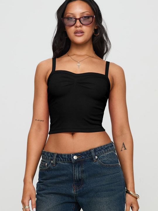 Damen Enganliegendes Cropped Top mit Spaghetti-Trägern R&B