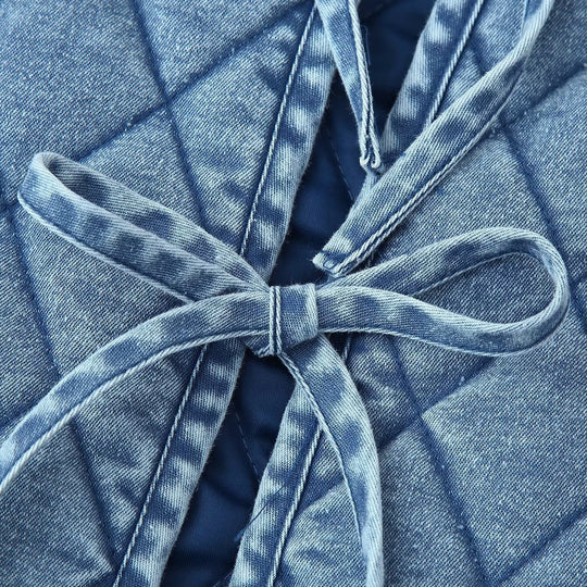 Damen gesteppte Denim-Jacke mit fransigem Kragen R&B