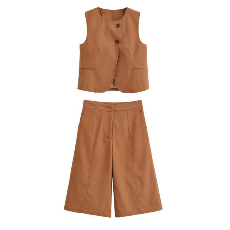 Damen weite Chino-Shorts mit eleganter Faltenlegung und praktischen Seitentaschen R&B