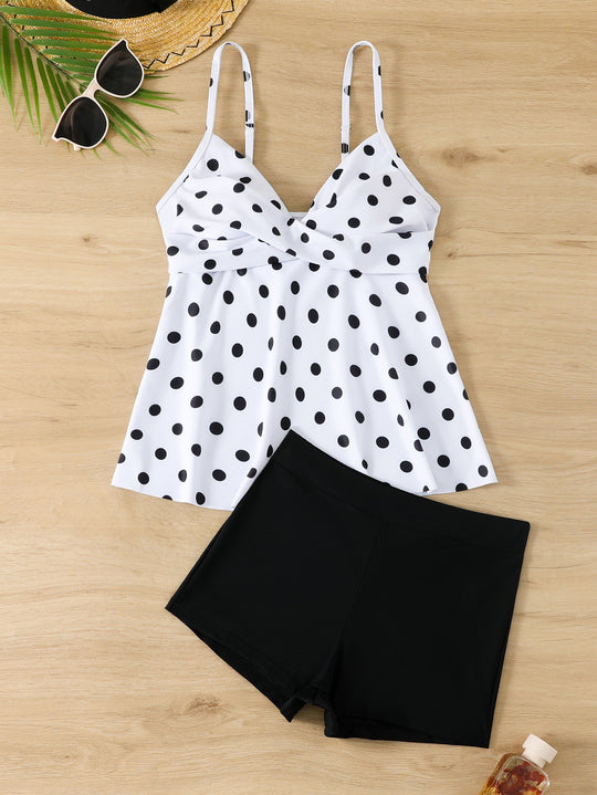 Damen Tankini-Set mit Polka-Dot-Muster und komfortablen Shorts R&B