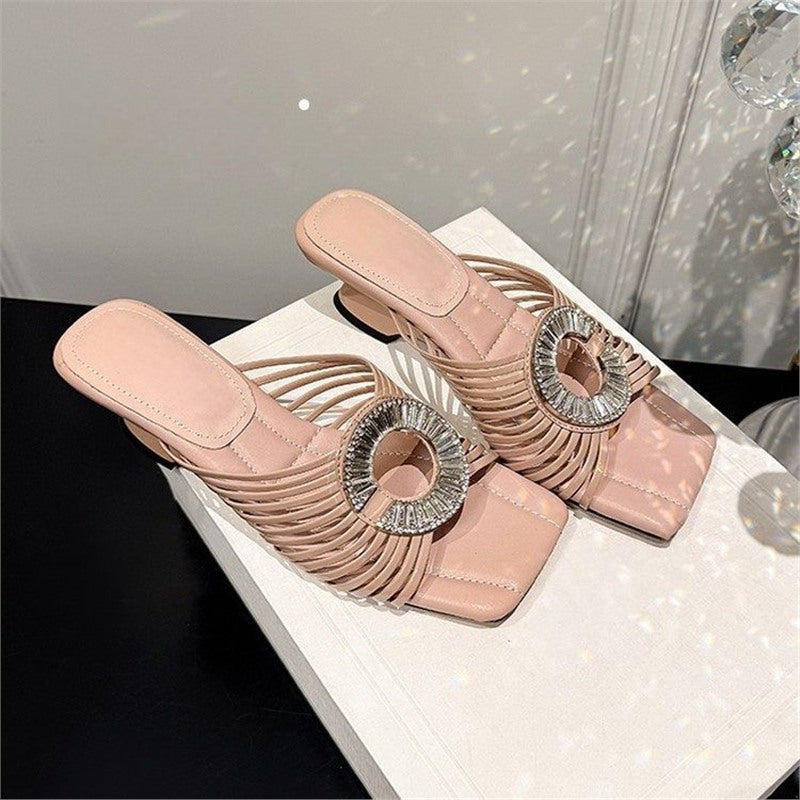 Damen elegante Riemchen-Sandalen mit Schmuckdetail R&B