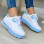 Damen Sneaker mit hohem Plateau und modischer Schnürung R&B