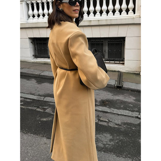 Damen eleganter Wollmantel im modernen Retro-Design R&B