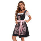 Damen nan traditionelles kurzes Dirndl mit Korsett-Schnürung und Spitzen-Schürze R&B