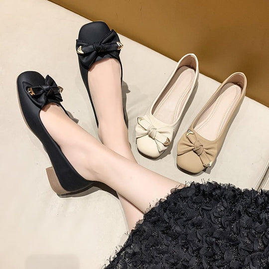 Damen elegante Ballerinas mit modischer Schleifenverzierung R&B