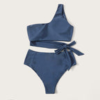 Damen Bikiniset mit asymmetrischem Oberteil und hohem Taillenschnitt