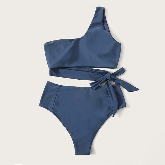 Damen Einseitiges Bikini-Set mit elegantem Wickelgürtel R&B