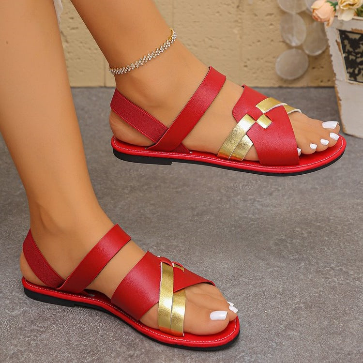 Damen elegante Riemchensandalen mit modischen Metallic-Details R&B