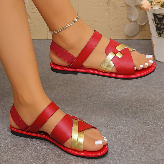 Damen elegante Riemchensandalen mit modischen Metallic-Details R&B