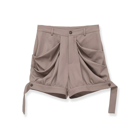 Damen elegante Shorts mit innovativem Faltenwurf und praktischen Seitentaschen R&B