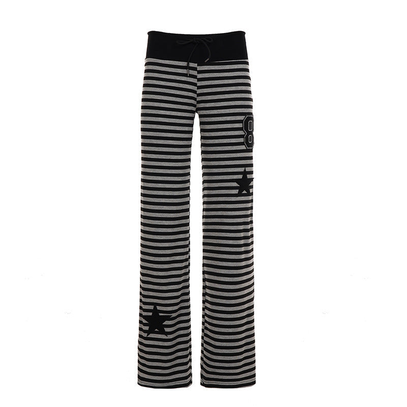 Damen Freizeithose mit gestreiftem Muster und praktischen Seitentaschen R&B