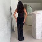 Damen Elegantes Maxikleid mit raffiniertem Drapierungsdesign und hohem Schlitz EB