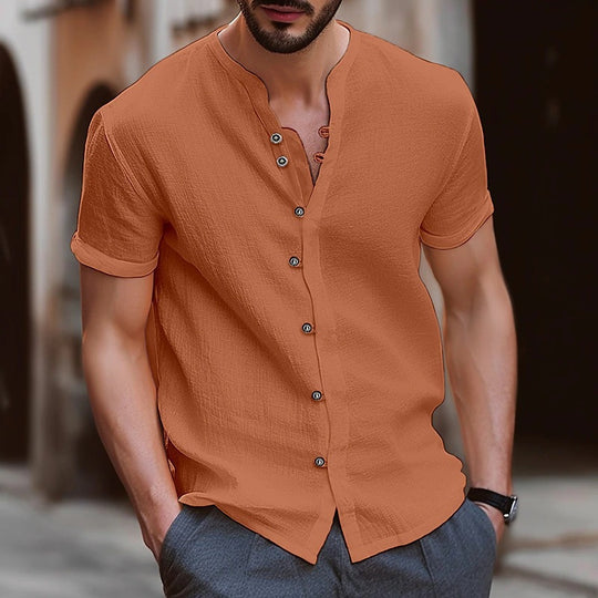 Herren lässiges Kurzarmhemd mit Knopfdetails R&B