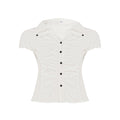 Damen figurbetontes Blusenshirt mit eleganten Rüschendetails und Knopfverschluss R&B