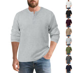Herren Elegantes Langarmshirt mit Knopfleiste und strukturiertem Stoff R&B