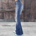 Damen Flared Jeans mit distressed Akzenten R&B
