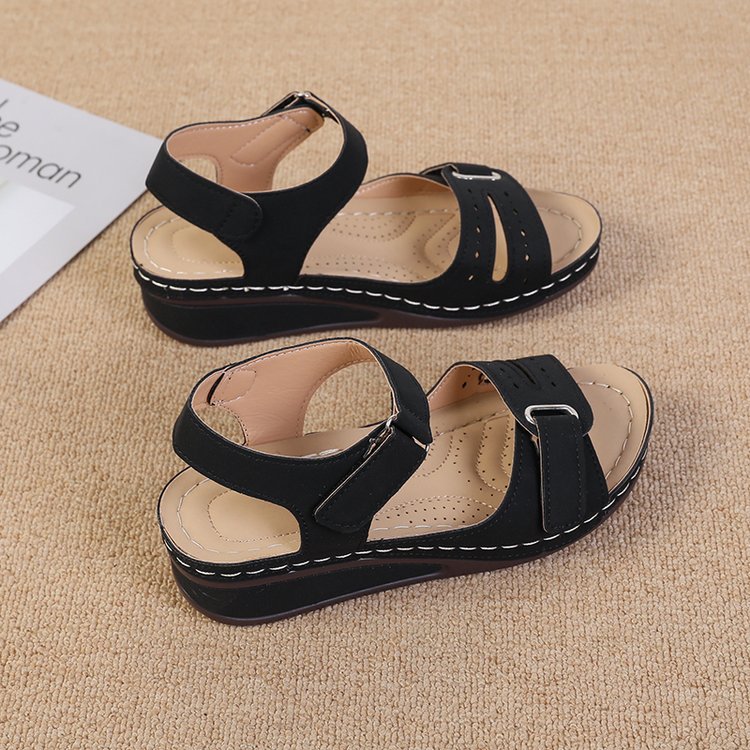 Damen Komfortable Keilsandalen mit verstellbaren Riemen und ergonomischem Fußbett R&B