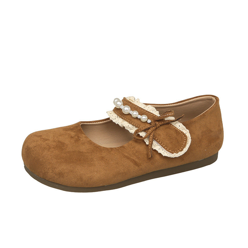 Damen Ballerina mit elegantem Schleifenverzierung und hochwertiger Plüschoberfläche R&B