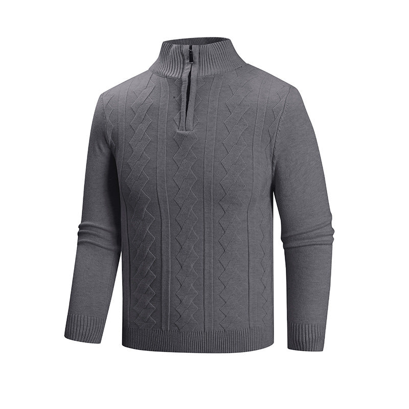 Herren modischer Strickpullover mit hohem Kragen und strukturiertem Design